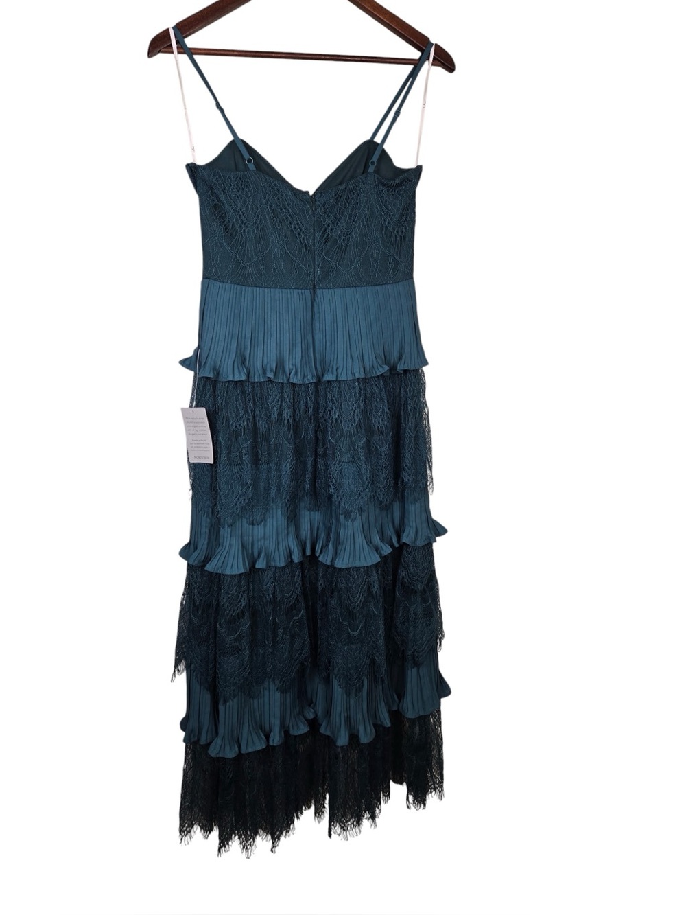 Lulus Emerald Green Tiered Lace Midi Dress S Wedding Guest Romantic - Picture 6 of 10
